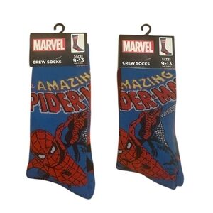 MARVEL COMICS AMAZING Spider-Man Cartoon Crew Socks 2-Pairs